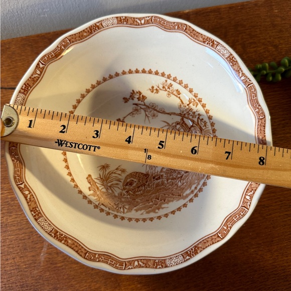 8 in Round Serving Bowl Furnivals 1913 Brown Quail Made in England - Picture 7 of 8